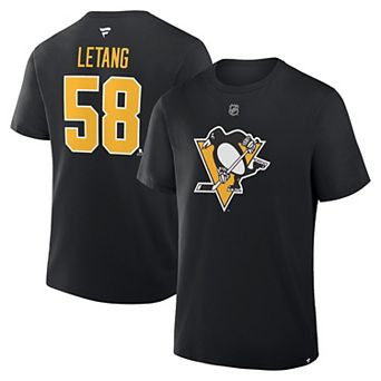 Men's Fanatics Kris Letang��Black Pittsburgh Penguins Authentic Stack Name & Number T-Shirt