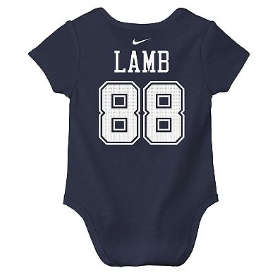 Infant Nike CeeDee Lamb Navy Dallas Cowboys Player Name & Number Bodysuit