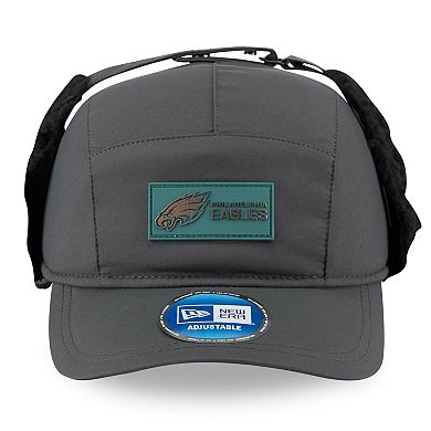 Men's New Era Charcoal Philadelphia Eagles 2025 Sideline Cold Weather Runner Dog Ear Adjustable Hat
