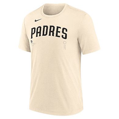 Men's Nike Natural San Diego Padres Wordmark Tri-Blend T-Shirt