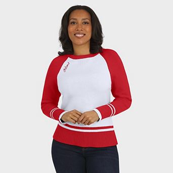 Women's WEAR by Erin Andrews White/Red Atlanta Falcons Colorblock Raglan Sweater