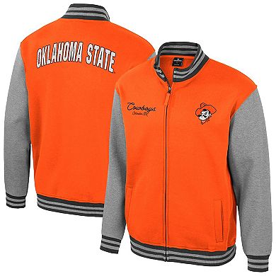 Men's Colosseum Orange Oklahoma State Cowboys Ambi-Turner Full-Zip Varsity Jacket