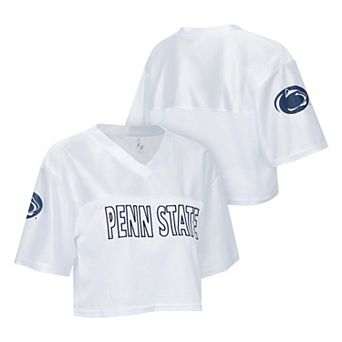 Women's ZooZatz White Penn State Nittany Lions Mesh Cropped V-Neck T-Shirt