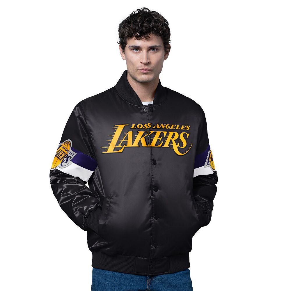 Men's Starter Black Los Angeles Lakers Triple Option Varsity Full