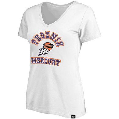 Women's Profile x 47 White Phoenix Mercury Logo Lockup Plus Size V-Neck T-Shirt