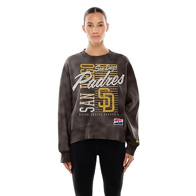 Women's New Era Brown San Diego Padres Boxy Mineral Wash Dolmen Sleeve Cropped Sweatshirt