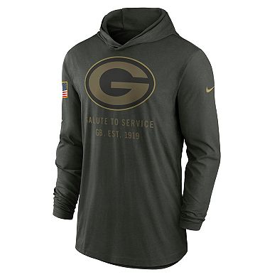 Men's Nike Forest Green Green Bay Packers 2025 Salute to Service Sideline Dri-FIT Lightweight Hooded Pullover