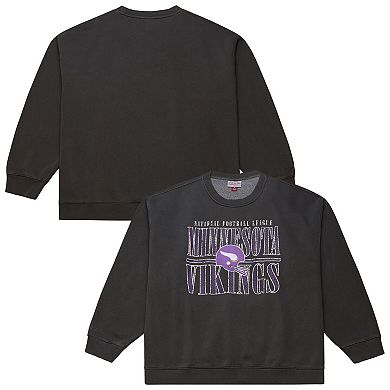 Men's Mitchell & Ness Black Minnesota Vikings Downtown Crew Vintage Logo Sweatshirt