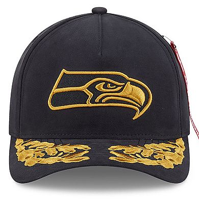 Men's New Era x Alpha Industries Black Seattle Seahawks A-Frame 9FORTY Adjustable Hat