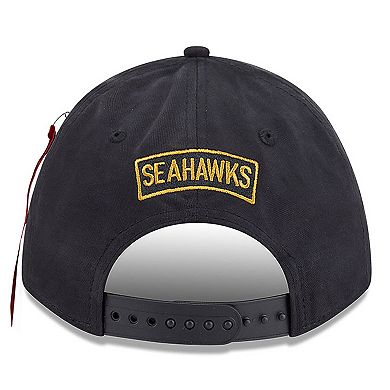 Men's New Era x Alpha Industries Black Seattle Seahawks A-Frame 9FORTY Adjustable Hat