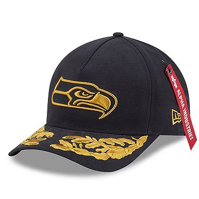 Men's New Era x Alpha Industries Black Seattle Seahawks A-Frame 9FORTY Adjustable Hat