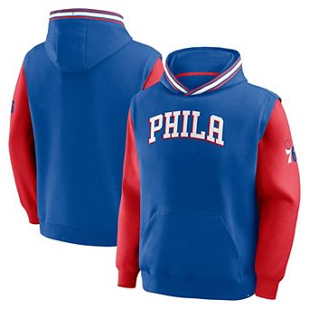 Men's Fanatics Royal/Red Philadelphia 76ers Half Court Shot Clock Fastbreak Hoodie