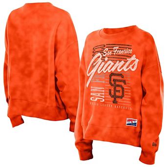 Women's New Era Orange San Francisco Giants Boxy Mineral Wash Dolmen Sleeve Cropped Sweatshirt