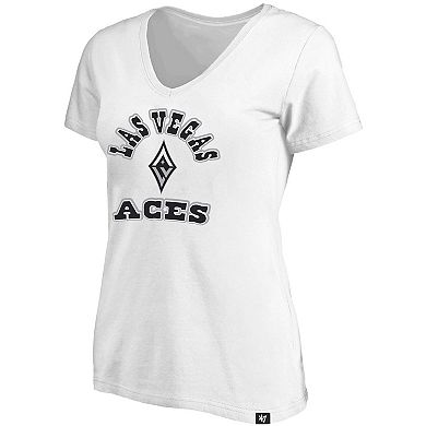 Women's Profile x 47 White Las Vegas Aces Logo Lockup Plus Size V-Neck T-Shirt