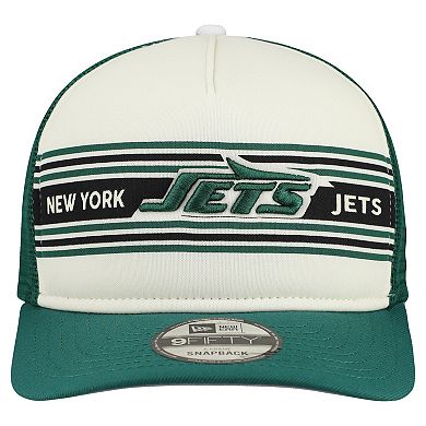 Men's New Era Cream/Green New York Jets Banner A-Frame 9FIFTY Snapback Hat