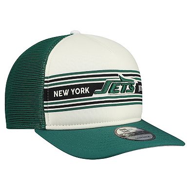 Men's New Era Cream/Green New York Jets Banner A-Frame 9FIFTY Snapback Hat