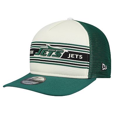 Men's New Era Cream/Green New York Jets Banner A-Frame 9FIFTY Snapback Hat