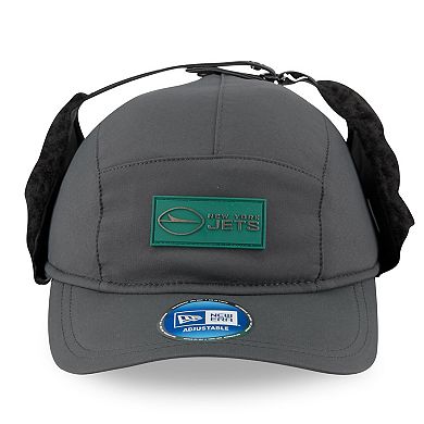 Men's New Era Charcoal New York Jets 2025 Sideline Cold Weather Runner Dog Ear Adjustable Hat