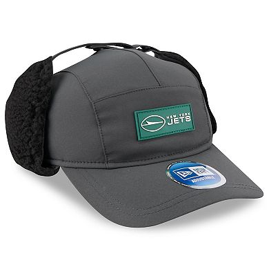 Men's New Era Charcoal New York Jets 2025 Sideline Cold Weather Runner Dog Ear Adjustable Hat
