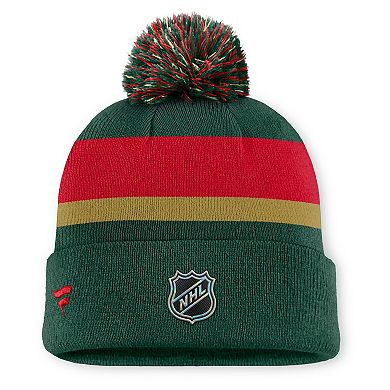 Men's Fanatics Green Minnesota Wild 25th Anniversary Alternate Authentic Pro Cuffed Pom Knit Hat