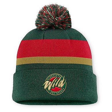 Men's Fanatics Green Minnesota Wild 25th Anniversary Alternate Authentic Pro Cuffed Pom Knit Hat