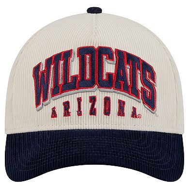 Men's New Era Navy/Cream Arizona Wildcats Arch Two-Tone Corduroy 9FORTY A-Frame Adjustable Hat