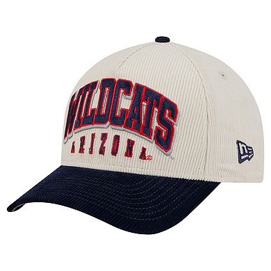 Men's New Era Navy/Cream Arizona Wildcats Arch Two-Tone Corduroy 9FORTY A-Frame Adjustable Hat