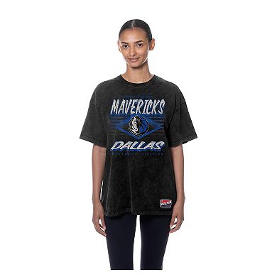 Women's New Era Black Dallas Mavericks Throwback Mineral Wash Oversized T-Shirt