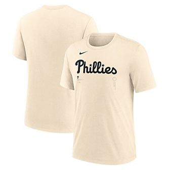 Men's Nike Natural Philadelphia Phillies Wordmark Tri-Blend T-Shirt