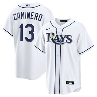 Men's Nike Junior Caminero White Tampa Bay Rays Home Replica Jersey