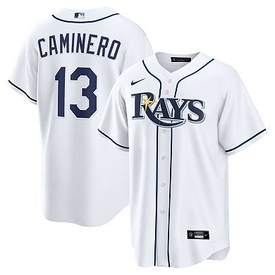 Men's Nike Junior Caminero White Tampa Bay Rays Home Replica Jersey