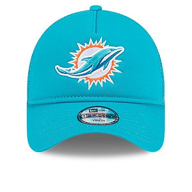 Youth New Era Aqua Miami Dolphins Main A-Frame 9FORTY Adjustable Hat