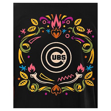 Men's New Era Black Chicago Cubs D _a de los Muertos T-Shirt