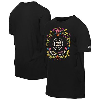 Men's New Era Black Chicago Cubs D _a de los Muertos T-Shirt