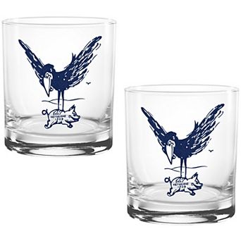 Kansas Jayhawks Two Pack 14oz. Vault Sketch Rocks Glass Set