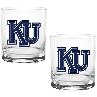 Kansas Jayhawks Two Pack 14oz. Vault Sketch Rocks Glass Set