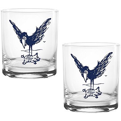 Kansas Jayhawks Two Pack 14oz. Vault Sketch Rocks Glass Set