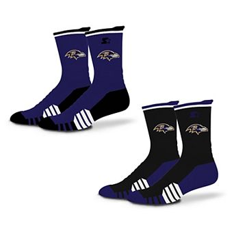 Unisex Starter Purple/Black Baltimore Ravens Breakaway Crew Sock 2 Pack