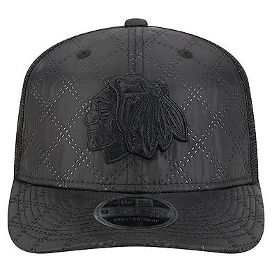Men's New Era Black Chicago Blackhawks Quilted Nylon 9SEVENTY Adjustable Trucker Hat
