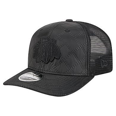 Men's New Era Black Chicago Blackhawks Quilted Nylon 9SEVENTY Adjustable Trucker Hat