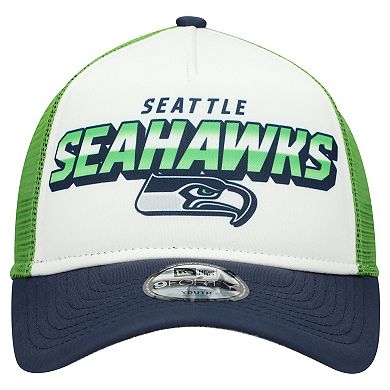 Youth New Era White/College Navy Seattle Seahawks Streak 9FORTY A-Frame Adjustable Hat