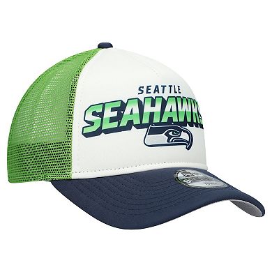 Youth New Era White/College Navy Seattle Seahawks Streak 9FORTY A-Frame Adjustable Hat