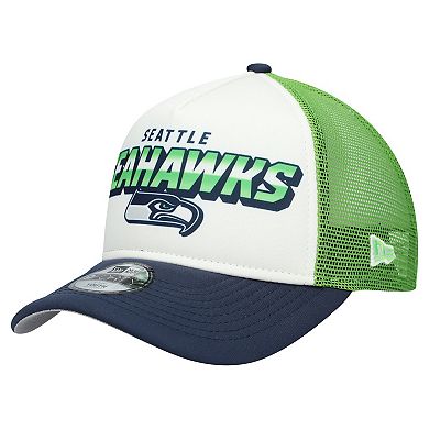 Youth New Era White/College Navy Seattle Seahawks Streak 9FORTY A-Frame Adjustable Hat