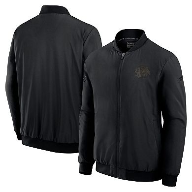 Men's Fanatics Black Chicago Blackhawks Authentic Pro Road Lightweight Full-Zip Bomber Jacket