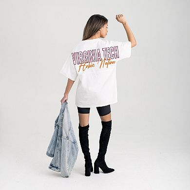 Women's Gameday Couture White Virginia Tech Hokies Oversized Back at Ya T-Shirt