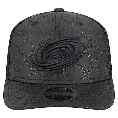 Men's New Era Black Carolina Hurricanes Quilted Nylon 9SEVENTY Adjustable Trucker Hat