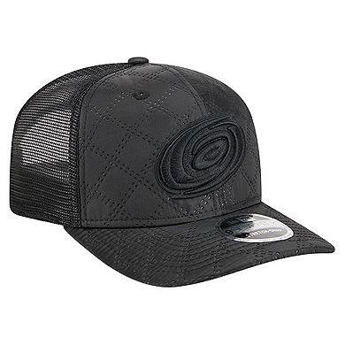 Men's New Era Black Carolina Hurricanes Quilted Nylon 9SEVENTY Adjustable Trucker Hat