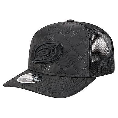 Men's New Era Black Carolina Hurricanes Quilted Nylon 9SEVENTY Adjustable Trucker Hat