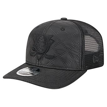 Men's New Era Black Anaheim Ducks Quilted Nylon 9SEVENTY Adjustable Trucker Hat