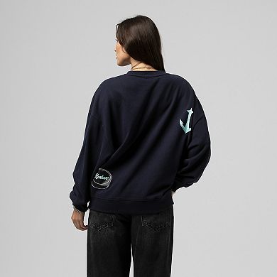 Women's Mitchell & Ness Deep Sea Blue Seattle Kraken Vintage Crewneck Sweatshirt